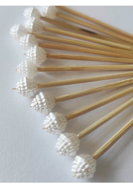 100 Adet Böğürtlen Incili Pasta Kürdan 6 cm - Inci 8 mm - Böğürtlenli Nişan Kürdanı indirimleri