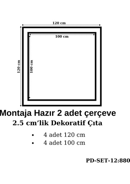 Pazar Dolu Montaja Hazır 2 Adet Çerçeve 2,5 Cm'lik (Pd-Set-12: 880)