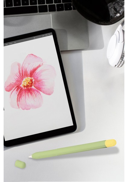 Apple Pencil 2. Nesil Uyumlu Kılıf Çift Renkli Mat Silikon Kalem Koruyucu 2 Uçlu