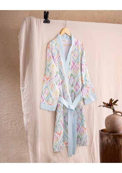 Trinetta Pamuk Kadın Müslin Bornoz - Renkli