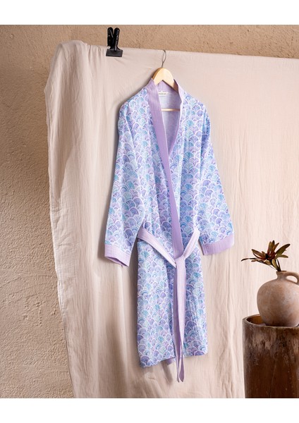 Coralie Pamuk Kadın Müslin Bornoz - Lila