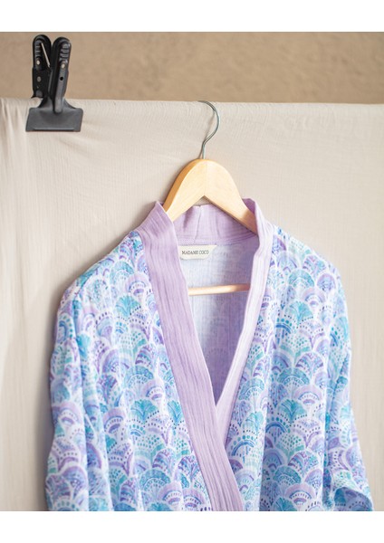 Coralie Pamuk Kadın Müslin Bornoz - Lila modelleri