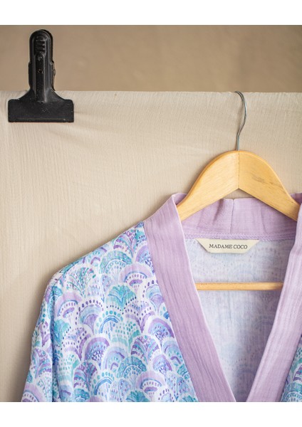 Coralie Pamuk Kadın Müslin Bornoz - Lila fırsatları