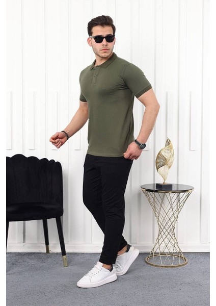 Erkek Polo Yaka T-Shirt Iki Iplik Eşofman Altı Regular Fit Eşofman Takımı