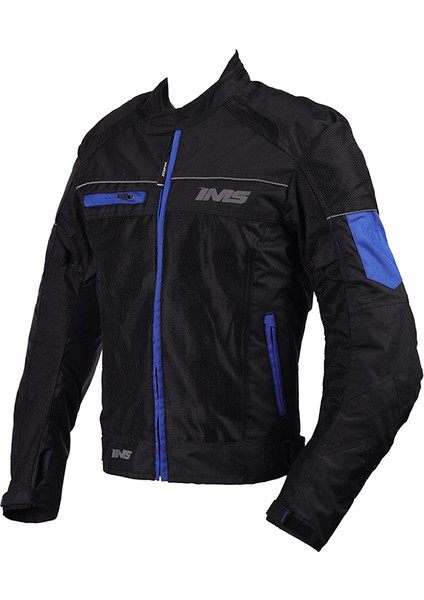 New Jkt Siyah Mavi 4 Mevsim Motorcu Montu