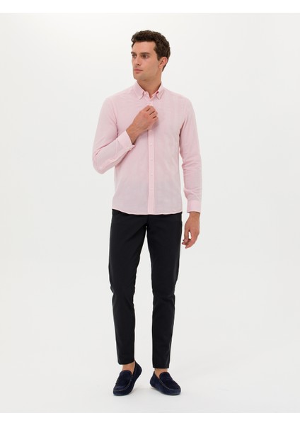 Erkek Pembe Slim Fit Uzun Kollu Gömlek 50265484-VR041 fırsatları