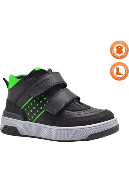 Rukven Çift Cırtlı Deri Erkek Çocuk Bot Siyah