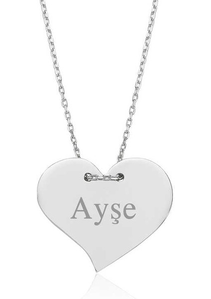 Gümüş Isimli Kalp Bayan Kolye