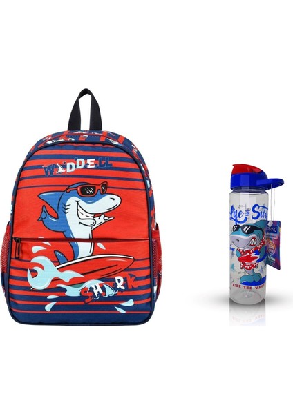 Köpek Balığı Desenli Anaokulu Kreş Sırt Çantası ve Matara