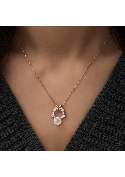 Gümüş Rose Bahar Çiçeği Kolye