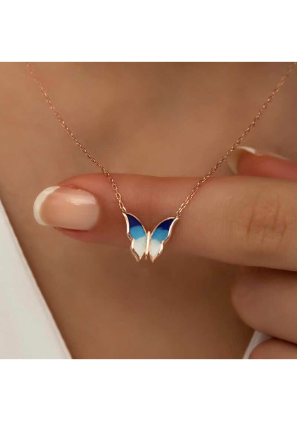 Gümüş Rose Minimal Kelebek Bayan Kolye fırsatları