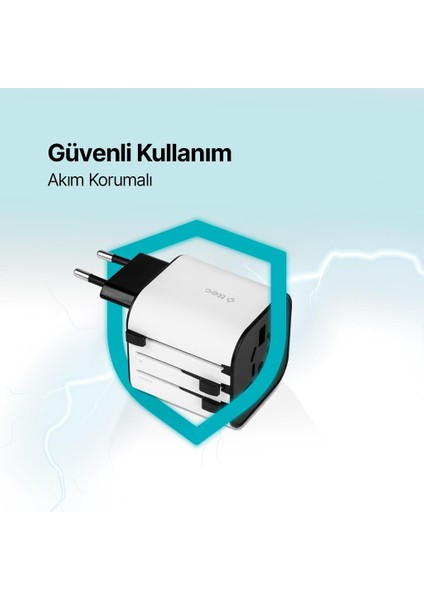 Şarj Akım Korumalı 10A/250V Amerikan Ingiltere Avrupa Tipi Priz Dönüştürücü Seyahat Adaptörü