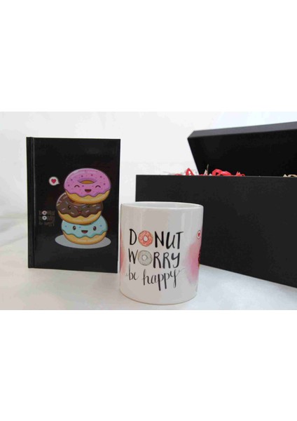 Donut Tasarımlı Defter ve Donut Temalı Kupa Bardak Hediye Kutusu