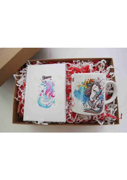 Unicorn Temalı Defter ve Kupa Bardak Eğlenceli Hediye Kutusu