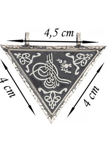 Gümüş Üçgen Içi Açılabilen Tuğra Muskalık Kolye