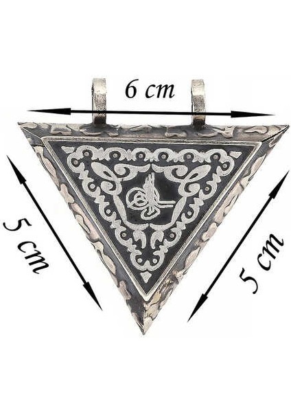 Gümüş Üçgen Içi Açılabilen Tuğra Muskalık Kolye