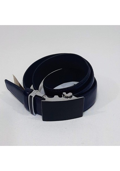 101-2 Lacivert 3,5cm Otomatik Tokalı Deri Kemer modelleri