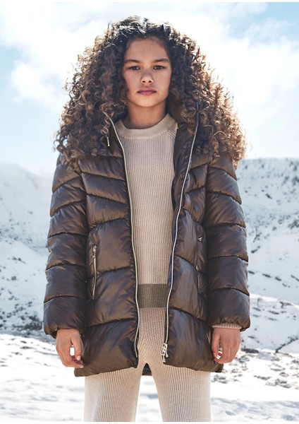 7478 Kız Çocuk Kahverengi Uzun Mont