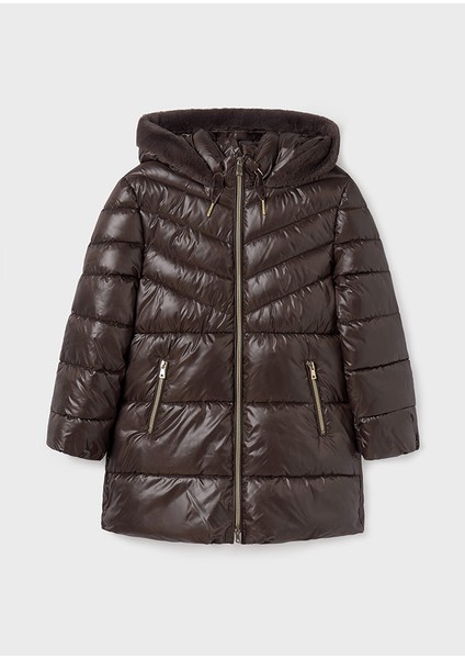 7478 Kız Çocuk Kahverengi Uzun Mont modelleri