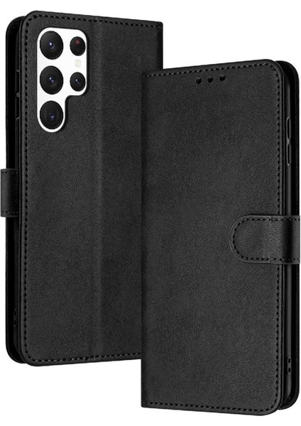 Kart Yuvası Pu ile Toka ile Samsung Galaxy S23 Ultra Için Flip Case (Yurt Dışından)