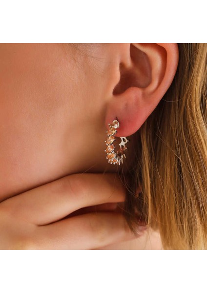 Gümüş Kahverengi Taşlı Damla Çivili Kadın Küpe fiyatları