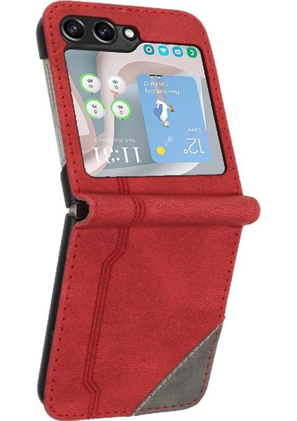 Samsung Galaxy Z Flip 6 Pu Deri Handy Standı Kart Yuvaları Kapak (Yurt Dışından)