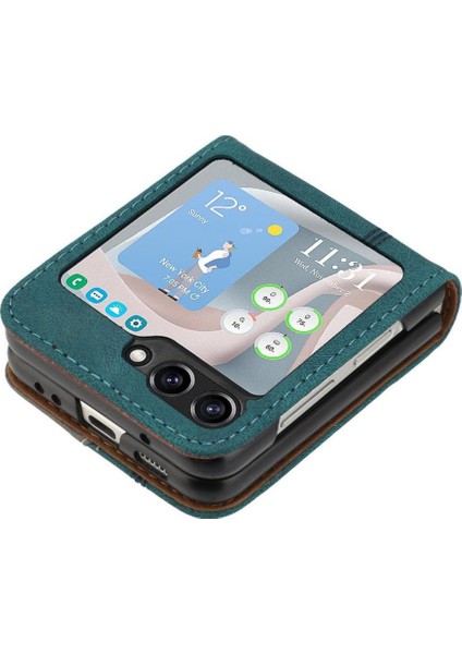 Samsung Galaxy Z Flip 6 Pu Deri Handy Standı Kart Yuvaları Kapak (Yurt Dışından) modelleri