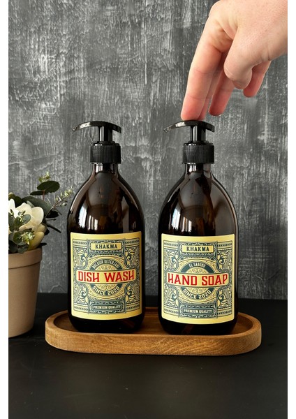 Ahşap Stantlı 500 ml Amber Renkli 2'li Vintage Cam Sabunluk Seti VINTAGE2STANTLISETSABUNLUK fiyatları