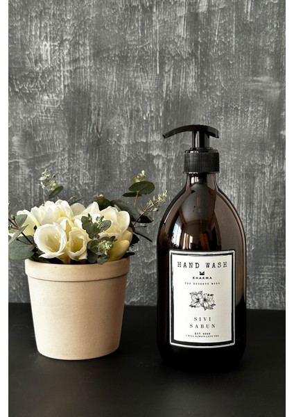Modern Amber Cam Bulaşık Deterjanı Şisesi 500 ml Sıvı Deterjan Sabunluk Hand Wash Tdsqbos