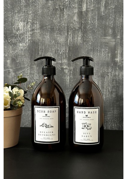 2'li Bulaşık Deterjanı ve Sıvı Sabun Şişesi Stantsız Sabunluk Seti 500ML Bb-Hd Bphwdsz