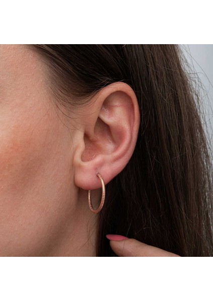 Gümüş Rose Kalemli Halka Kadın Küpe indirimleri