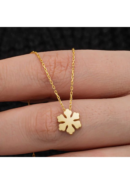 Gümüş Gold Minimal Kar Tanesi Kadın Kolye