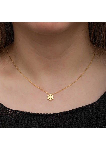 Gümüş Gold Minimal Kar Tanesi Kadın Kolye modelleri