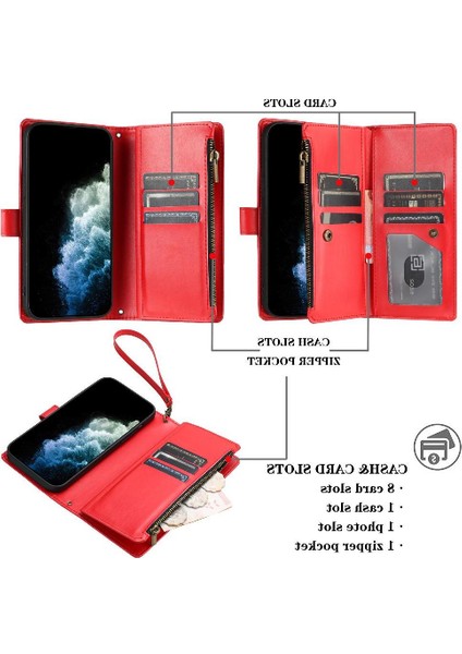 Gx Shop Oppo Case 4g Için Kılıf Folio Kapak Cüzdan Fermuar Pu Deri Kart Yuvaları Kapak (Yurt Dışından)