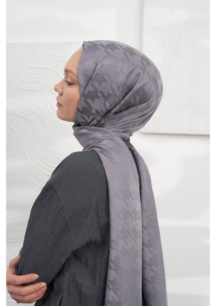 Jakarlı Şal - Kazayağı Desenli - Füme