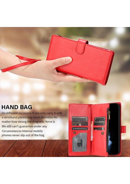 Oppo Case 12 5g Için Kılıf Cüzdan Fermuar Pu Deri Çanta Kapak Folio Flip (Yurt Dışından) modelleri