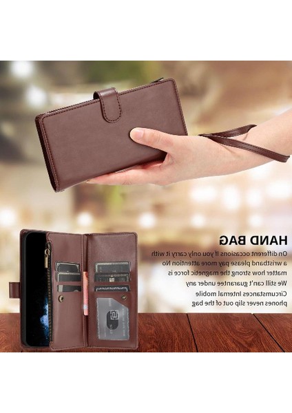 Oppo Case 12 5g Için Kılıf Cüzdan Fermuar Pu Deri Çanta Kapak Folio Flip (Yurt Dışından) modelleri