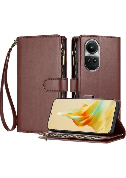 Oppo Oppo 10 5g Kart Yuvaları Için Kılıf Cüzdan Fermuar Pu Deri Folio Kapak (Yurt Dışından)