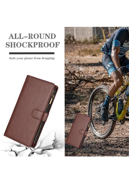Oppo Oppo 10 5g Kart Yuvaları Için Kılıf Cüzdan Fermuar Pu Deri Folio Kapak (Yurt Dışından)