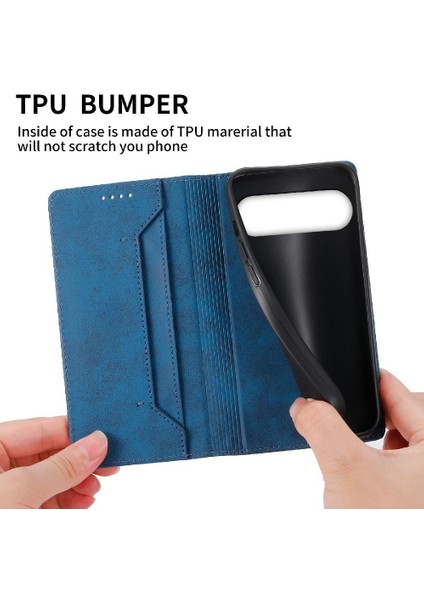 Google Piksel 9 Pro Kickstand Kart Yuvası Darbeye Tpu Için Flip Case (Yurt Dışından)