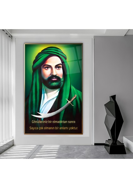 Metal Çerçeveli Hz. Ali Cam Tablo