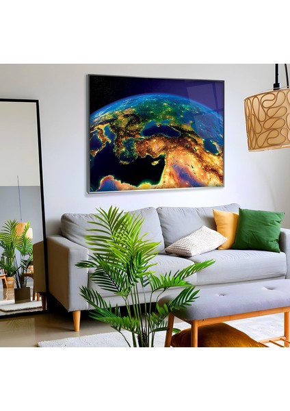 Metal Çerçeveli Dünya Cam Tablo fiyatları