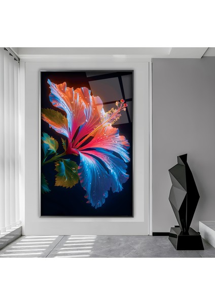 Metal Çerçeveli Çiçekler Cam Tablo