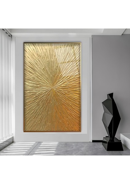 Metal Çerçeveli Soyut Desenler Cam Tablo