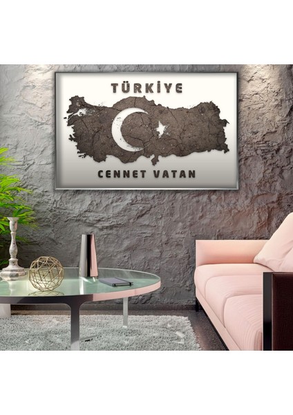 Metal Çerçeveli Cennet Vatan Cam Tablo