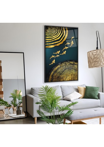 Metal Çerçeveli Soyut Desenler Cam Tablo fiyatları