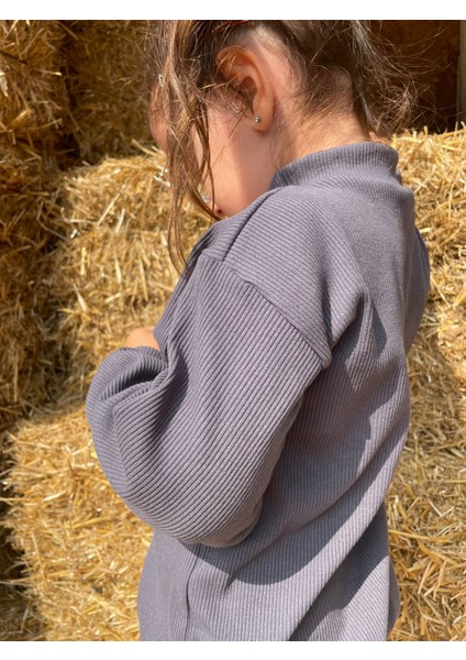 Kaşkorse Oversize Önü Fermuarlı Dik Yaka Hırka