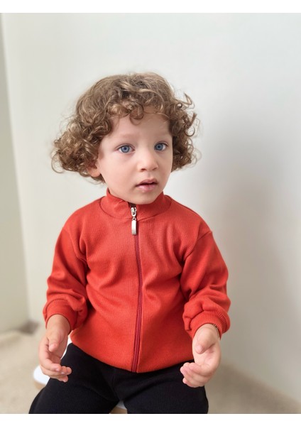 Kaşkorse Oversize Önü Fermuarlı Dik Yaka Hırka