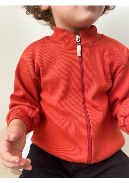 Kaşkorse Oversize Önü Fermuarlı Dik Yaka Hırka