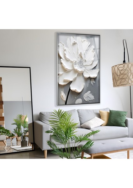 Metal Çerçeveli Beyaz Gül Cam Tablo fiyatları